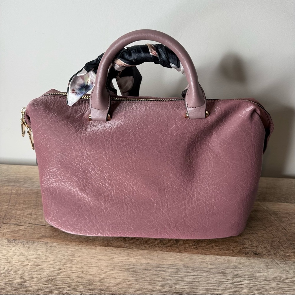 ADRIENNE VITTADINI Mauve Lavender Boston Speedy Style Handbag Shimmer Scarf - Picture 6 of 13